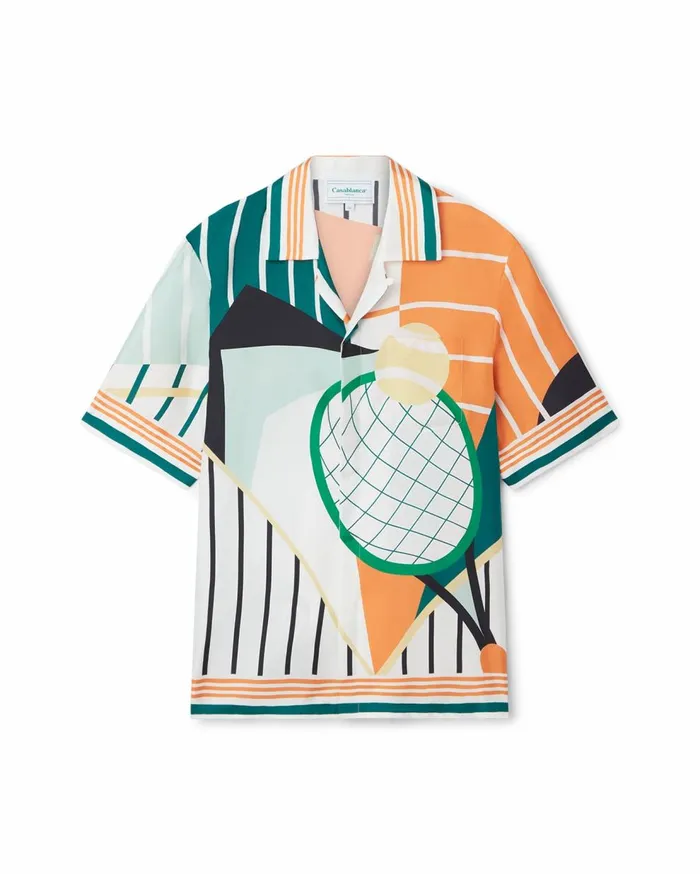 Shirts MenWomen Casablanca Paris Court Abstrait Silk Shirt