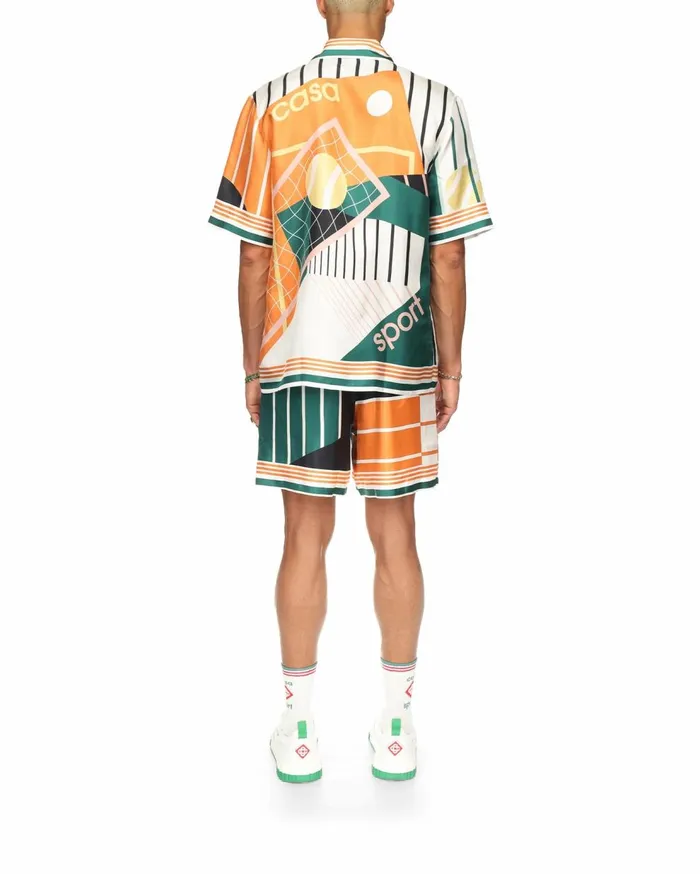 Shirts MenWomen Casablanca Paris Court Abstrait Silk Shirt