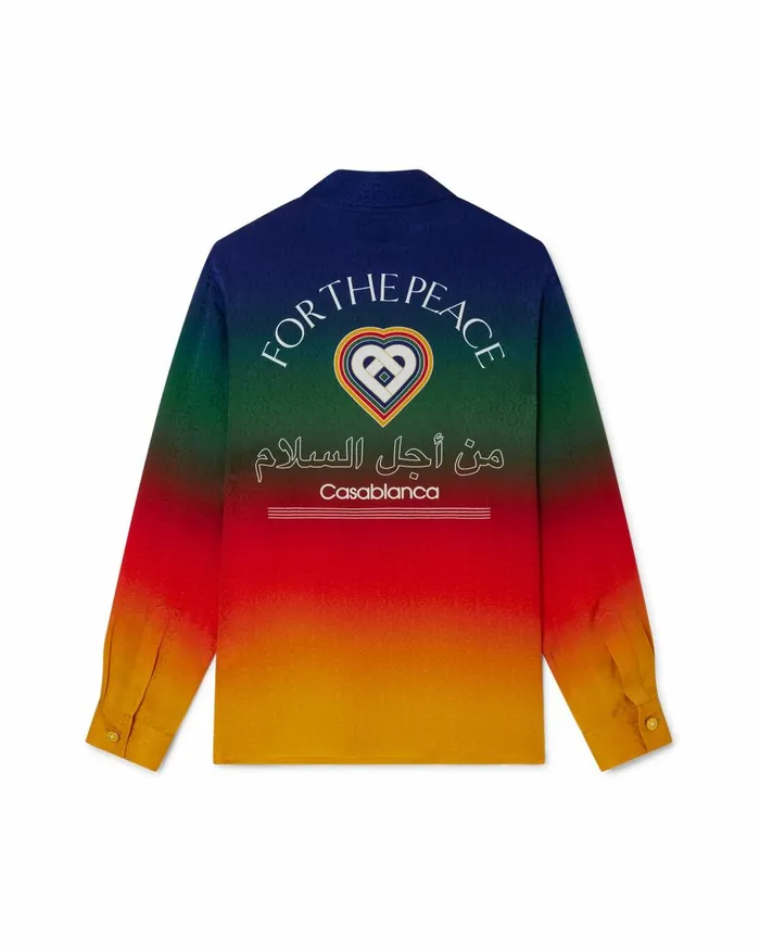 Shirts MenWomen Casablanca Paris Peace Gradient Silk Shirt
