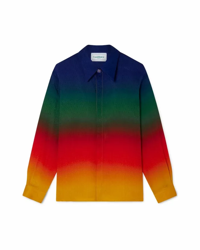 Shirts MenWomen Casablanca Paris Peace Gradient Silk Shirt Shirts MenWomen Casablanca Paris Peace Gradient Silk Shirt