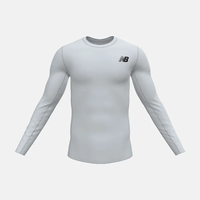 Shirts New Balance Men Baselayer Long Sleeve Top WHITE