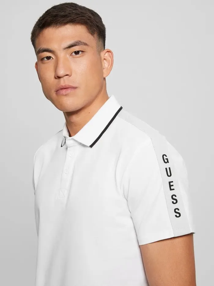 Shirts Paul Pique Tape Polo Shirt Pure White 8211 GUESS Men