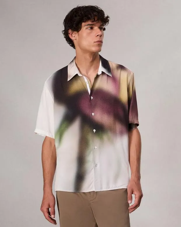 Shirts rag and bone Men Dalton RosePrint Shirt White Red Rose
