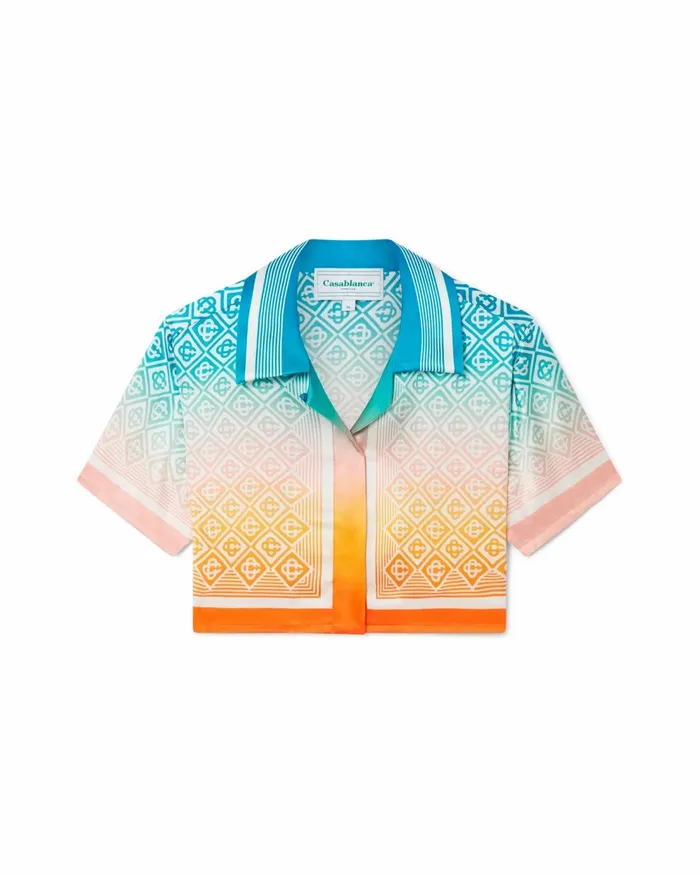 Shirts Women Casablanca Paris Gradient Monogram Cropped Silk Shirt