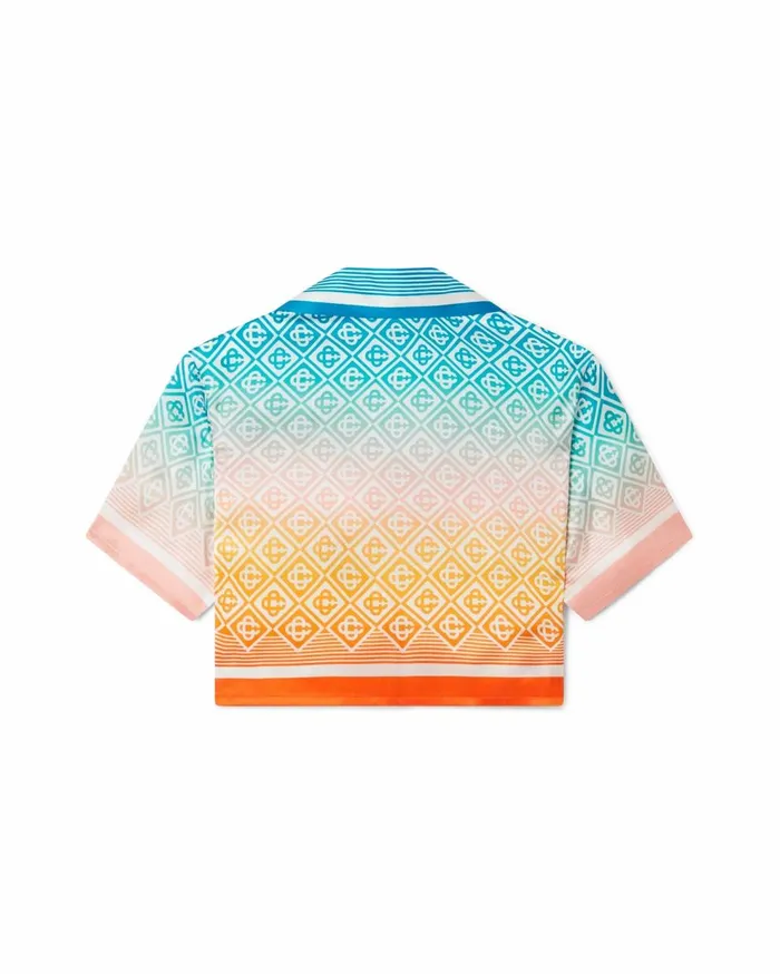Shirts Women Casablanca Paris Gradient Monogram Cropped Silk Shirt