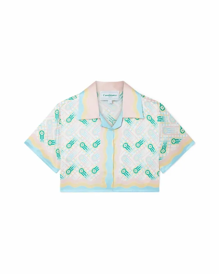 Shirts Women Casablanca Paris Ping Pong Cropped Silk Shirt