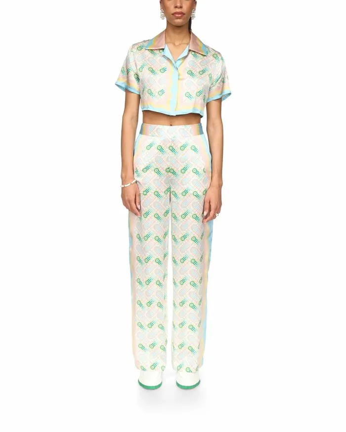 Shirts Women Casablanca Paris Ping Pong Cropped Silk Shirt
