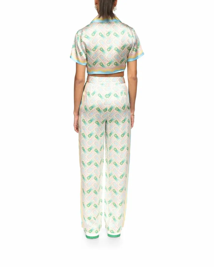 Shirts Women Casablanca Paris Ping Pong Cropped Silk Shirt