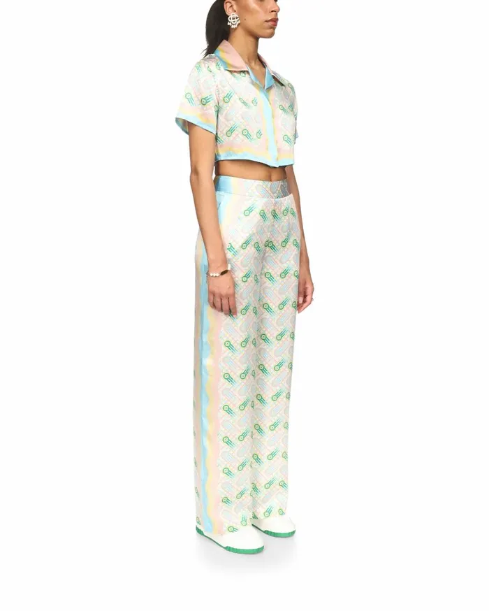 Shirts Women Casablanca Paris Ping Pong Cropped Silk Shirt