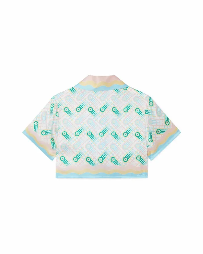 Shirts Women Casablanca Paris Ping Pong Cropped Silk Shirt