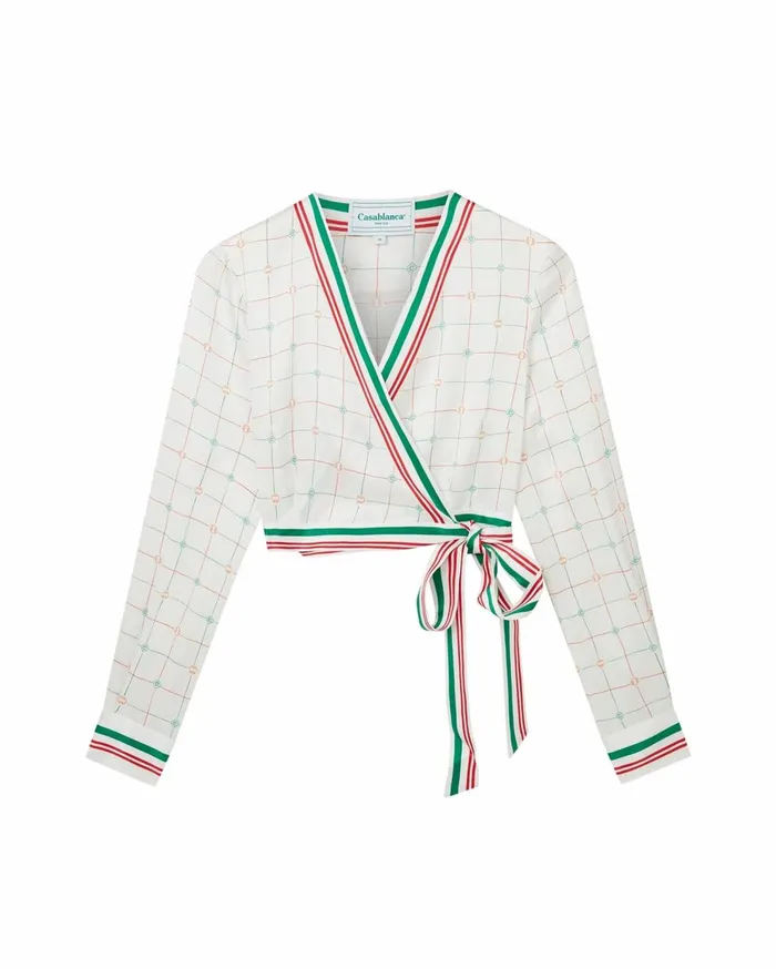 Shirts Women Casablanca Paris Tennis Club Check Wrap Blouse