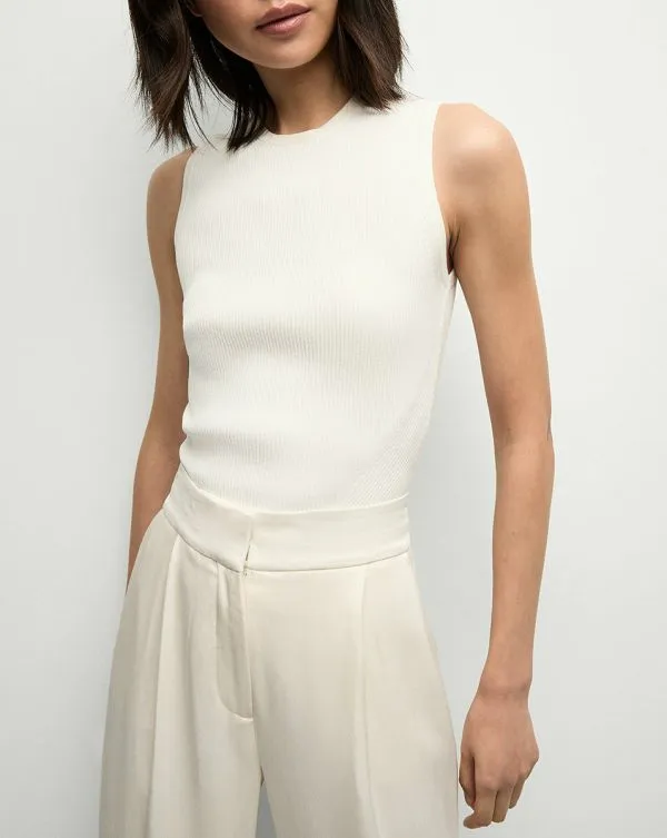 Sid CrewNeck Knit Tank Top Offwhite Women Veronica Beard Tops