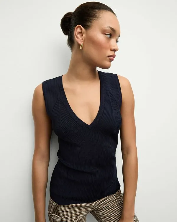Sid Knit Tank Top Navy Women Veronica Beard Tops