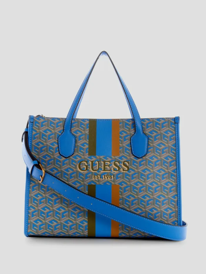 Silvana G Cube Tote Aquatic Logo Women Handbags GUESS