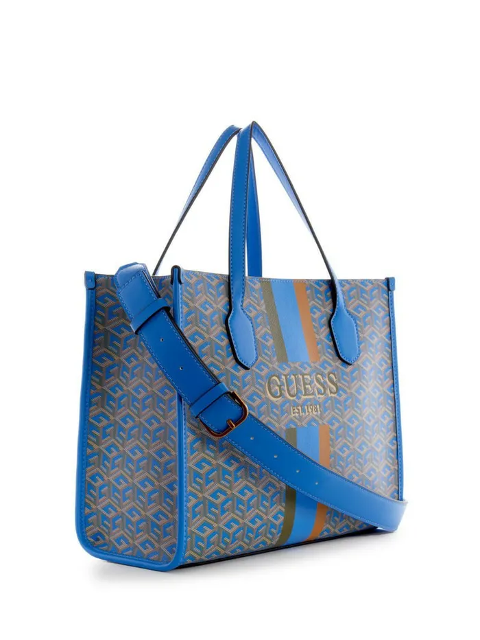 Silvana G Cube Tote Aquatic Logo Women Handbags GUESS