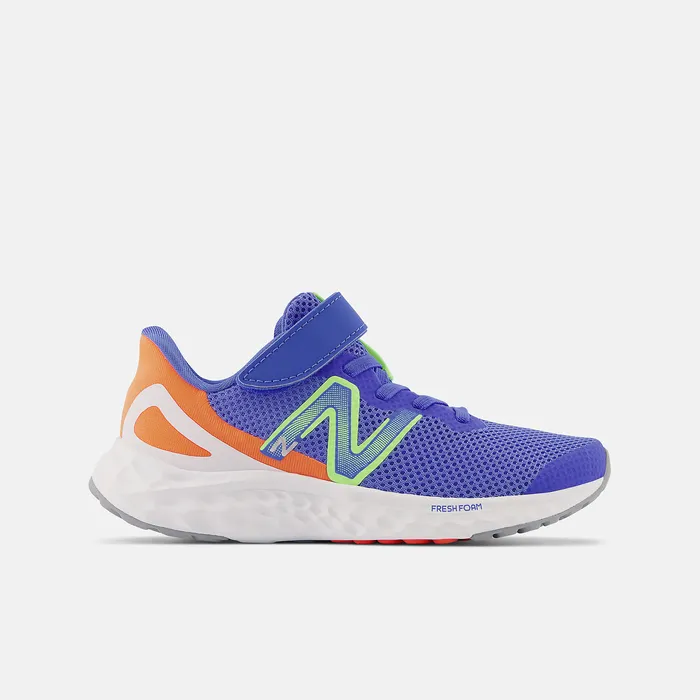 Size 105 8211 3 Fresh Foam Arishi v4 Bungee Lace with Top Strap Bright Lapis with Bleached Lime Glo and Neon Dragonfly 8211 New Balance Kids Size 105 8211 3 Fresh Foam Arishi v4 Bungee Lace with Top Strap Bright Lapis with Bleached Lime Glo and Neon Dragonfly 8211 New Balance Kids