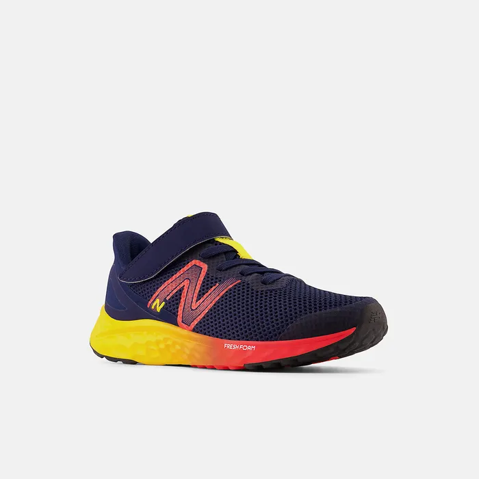 Size 105 8211 3 Fresh Foam Arishi v4 Bungee Lace with Top Strap Team Navy with Electric Red and Egg Yolk 8211 New Balance Kids Size 105 8211 3 Fresh Foam Arishi v4 Bungee Lace with Top Strap Team Navy with Electric Red and Egg Yolk 8211 New Balance Kids