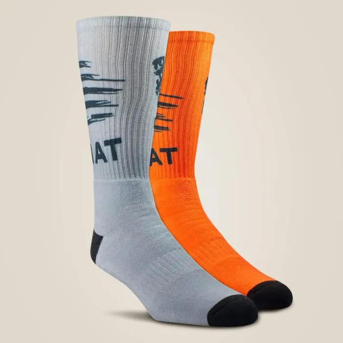 Socks MenWomen Ariat Patriot Graphic Crew Work Sock 2 Pair Multi Color Pack Greyorange Socks MenWomen Ariat Patriot Graphic Crew Work Sock 2 Pair Multi Color Pack Greyorange