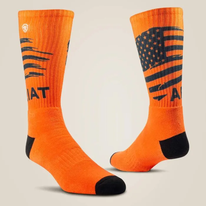 Socks MenWomen Ariat Patriot Graphic Crew Work Sock 2 Pair Multi Color Pack Greyorange Socks MenWomen Ariat Patriot Graphic Crew Work Sock 2 Pair Multi Color Pack Greyorange