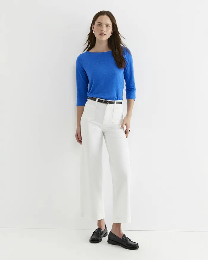 Sportscraft Cecile Linen Top Peacock Women Tops and Tees