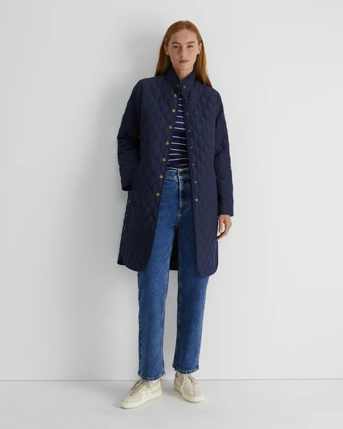 Sportscraft Charlie Longline Quilt Jacket Navy Women Jackets and Vests