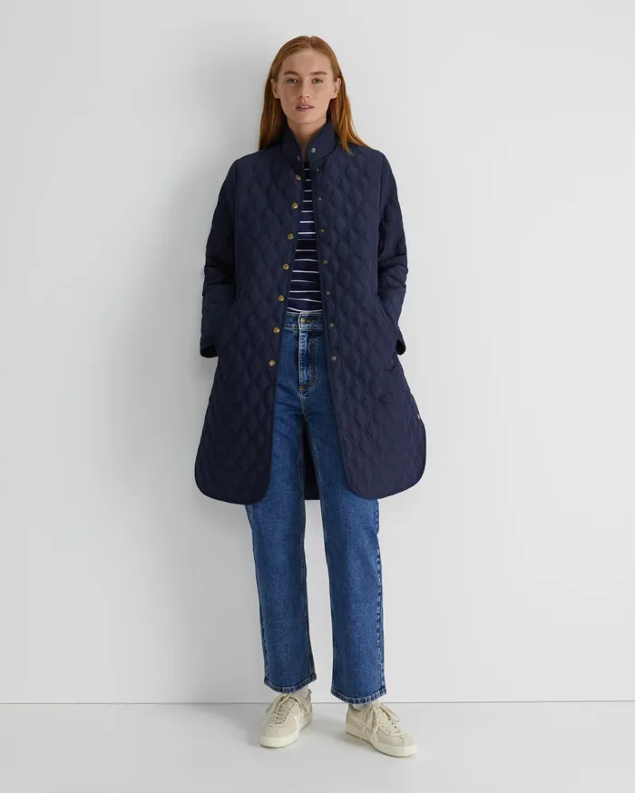 Sportscraft Charlie Longline Quilt Jacket Navy Women Jackets and Vests