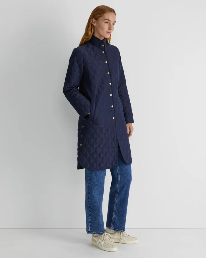 Sportscraft Charlie Longline Quilt Jacket Navy Women Jackets and Vests