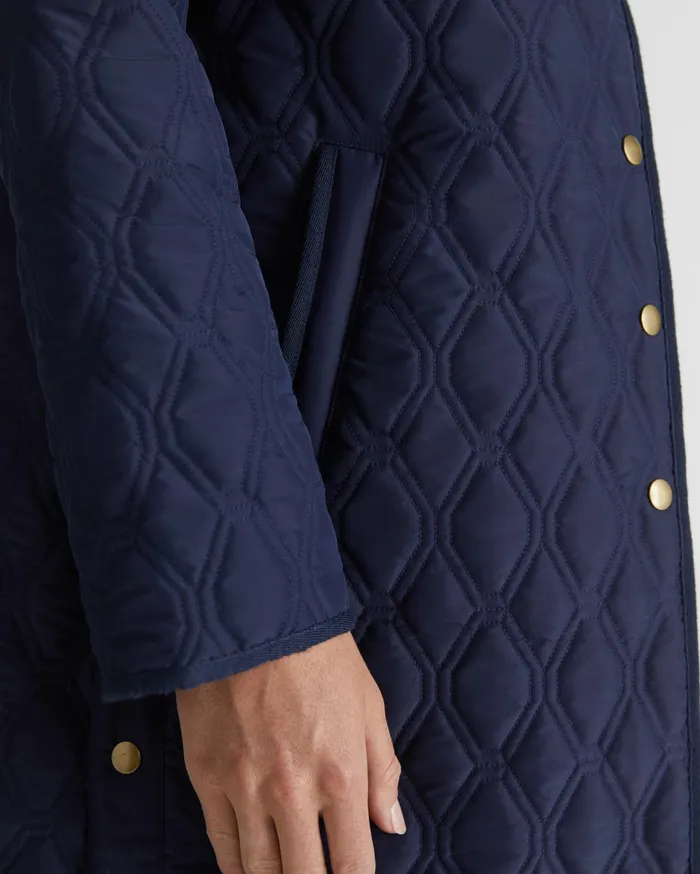 Sportscraft Charlie Longline Quilt Jacket Navy Women Jackets and Vests