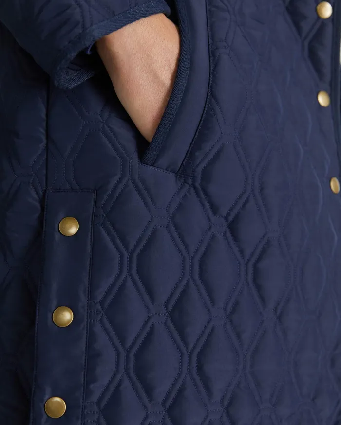Sportscraft Charlie Longline Quilt Jacket Navy Women Jackets and Vests