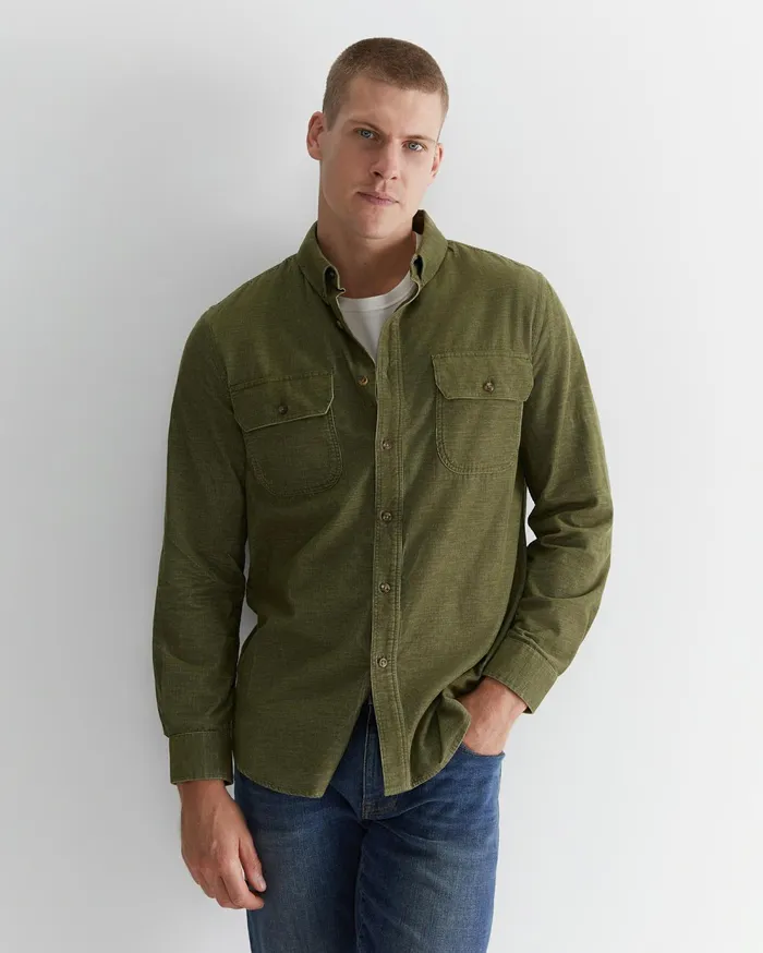 Sportscraft Cullen Cord Shirt Moss Men Shirts