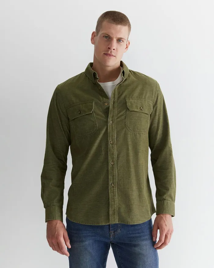 Sportscraft Cullen Cord Shirt Moss Men Shirts