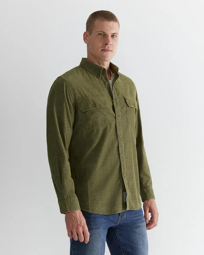 Sportscraft Cullen Cord Shirt Moss Men Shirts