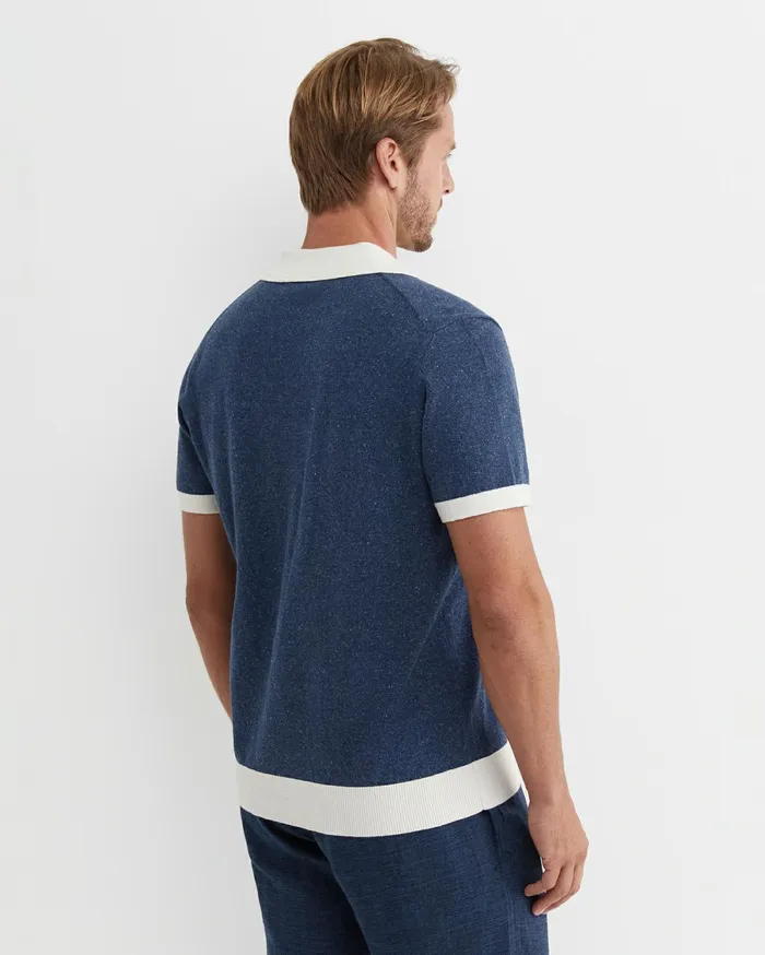 Sportscraft Ellis Knitted Short Sleeve Shirt Navy Men Shirts
