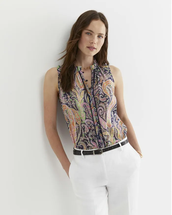 Sportscraft Florence Sleeveless Liberty Blouse Navy Multi Women Shirts