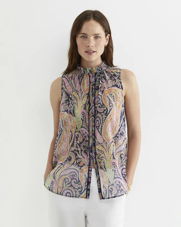 Sportscraft Florence Sleeveless Liberty Blouse Navy Multi Women Shirts