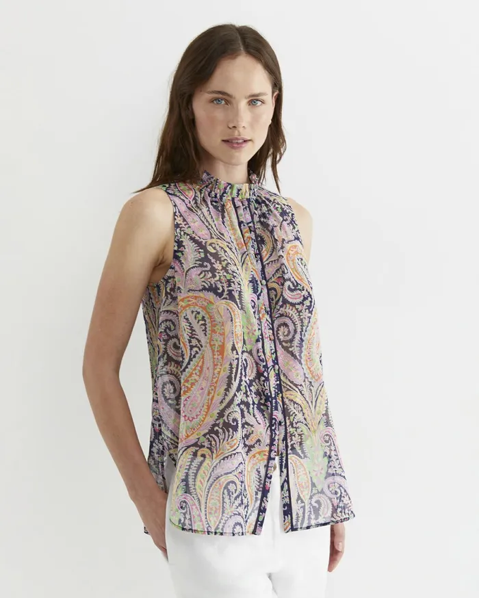 Sportscraft Florence Sleeveless Liberty Blouse Navy Multi Women Shirts