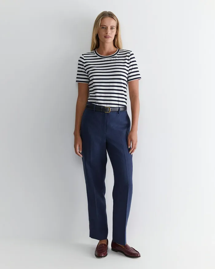 Sportscraft Freya Straight Linen Pant Navy Women Pants