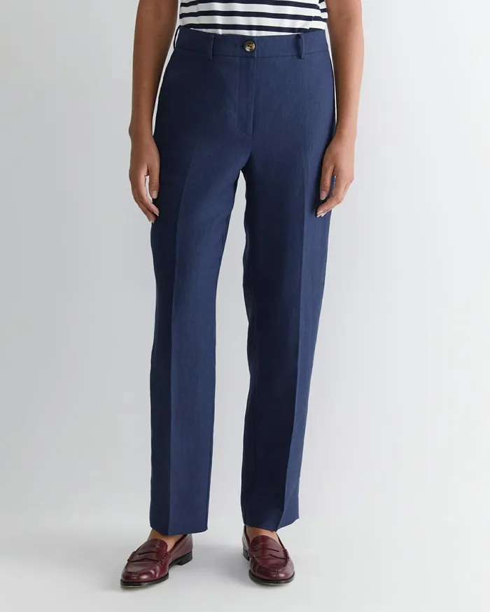 Sportscraft Freya Straight Linen Pant Navy Women Pants