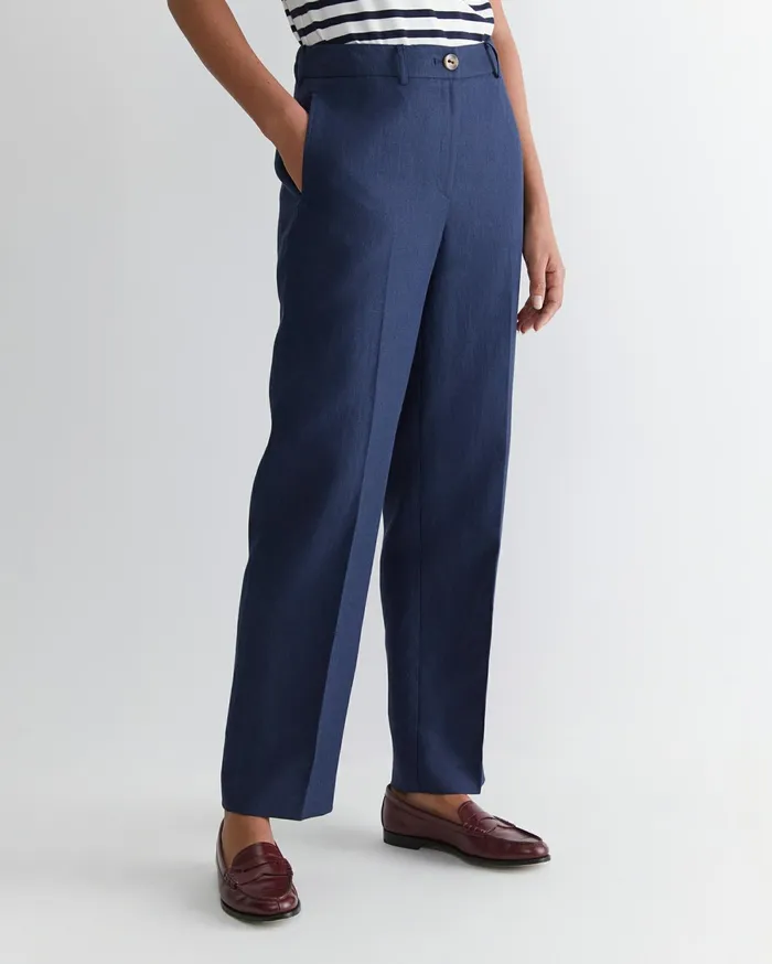 Sportscraft Freya Straight Linen Pant Navy Women Pants