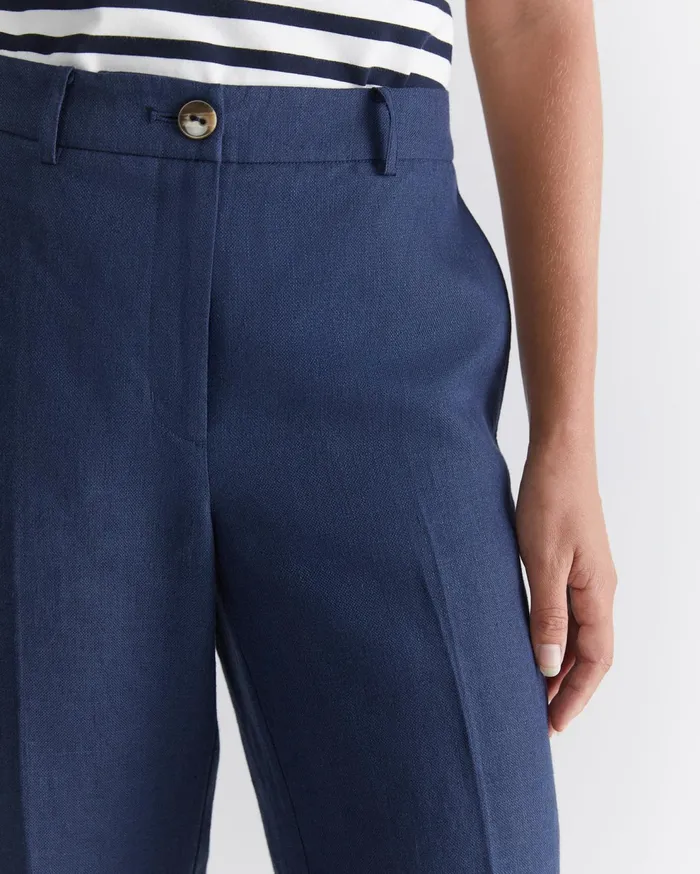 Sportscraft Freya Straight Linen Pant Navy Women Pants