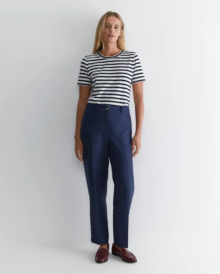 Sportscraft Freya Straight Linen Pant Navy Women Pants