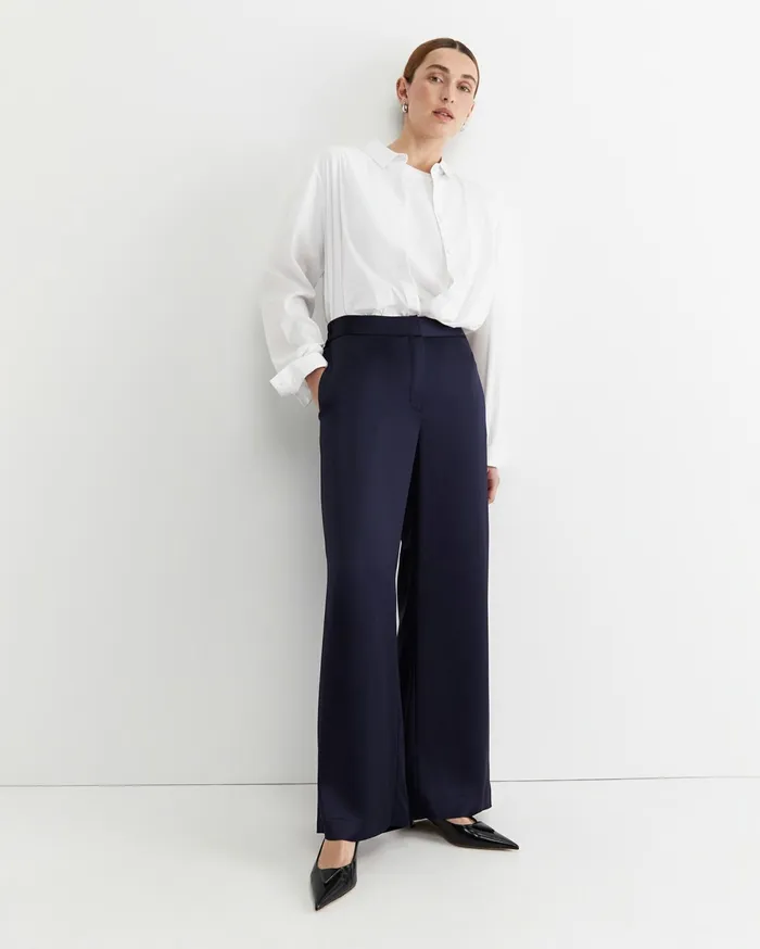 Sportscraft Harlow Sateen Wide Leg Pant Navy Women Pants