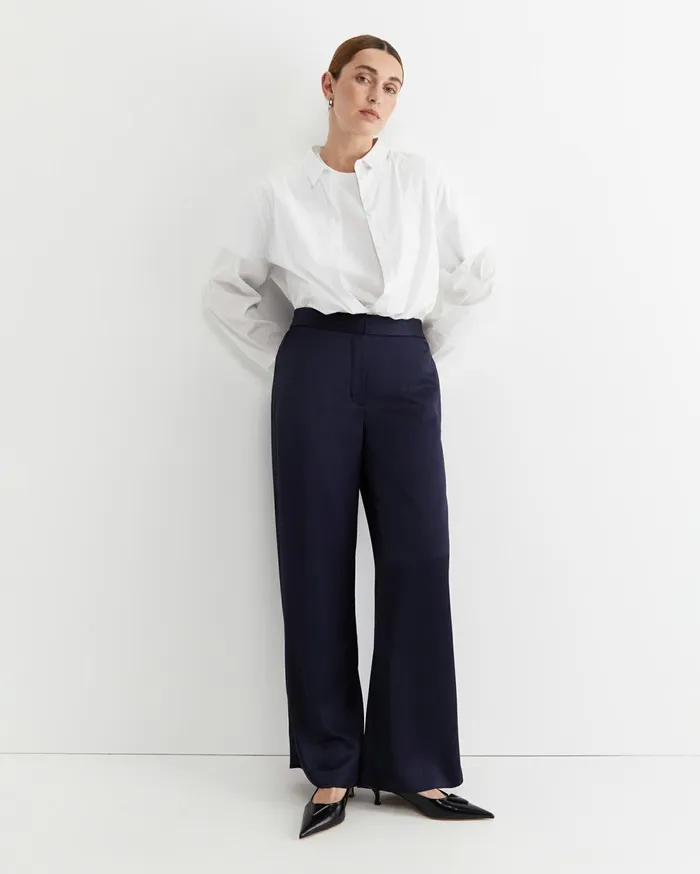 Sportscraft Harlow Sateen Wide Leg Pant Navy Women Pants