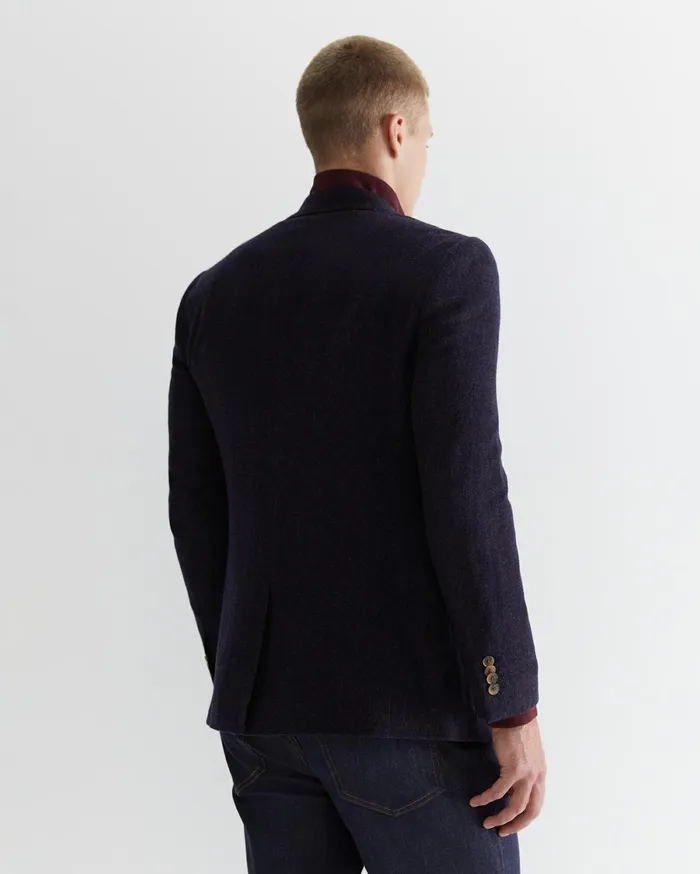 Sportscraft Herringbone Wool Blazer Navy Melange Men Jackets and Blazers