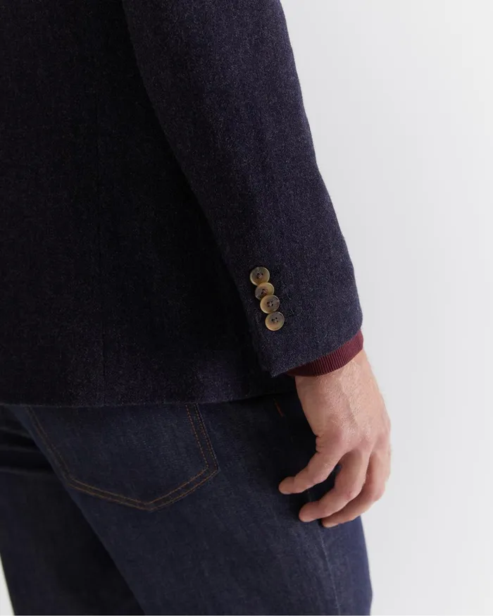 Sportscraft Herringbone Wool Blazer Navy Melange Men Jackets and Blazers