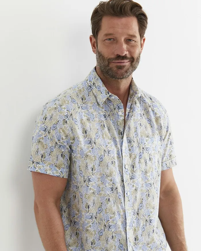Sportscraft Howley Short Sleeve Cotton Shirt Whitemulti Men Shirts