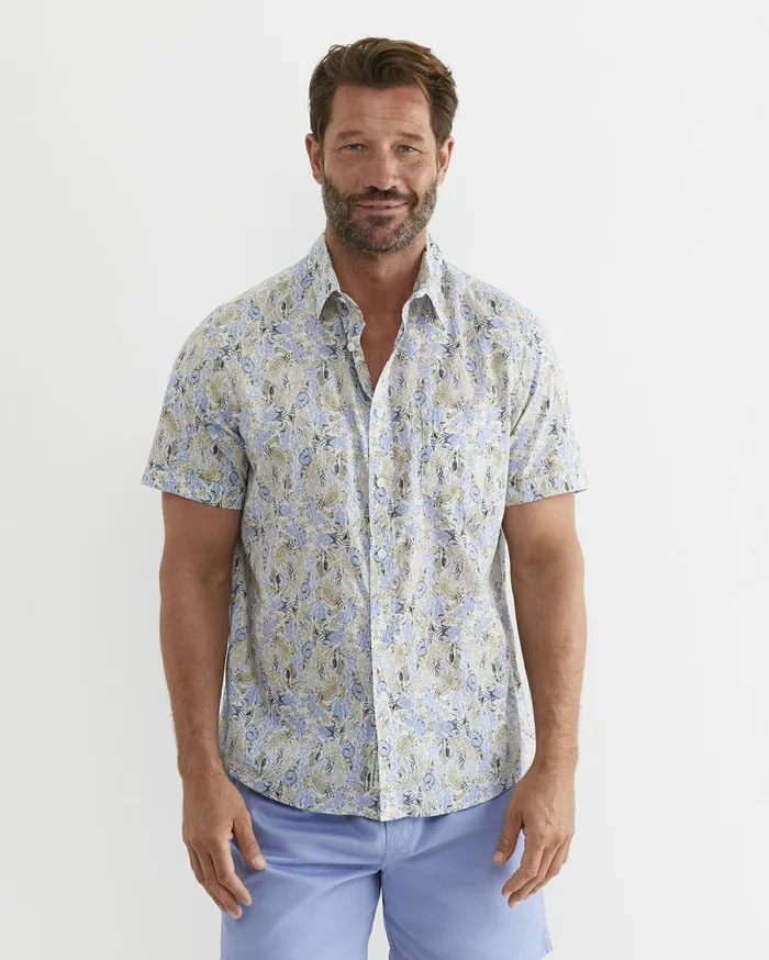 Sportscraft Howley Short Sleeve Cotton Shirt Whitemulti Men Shirts