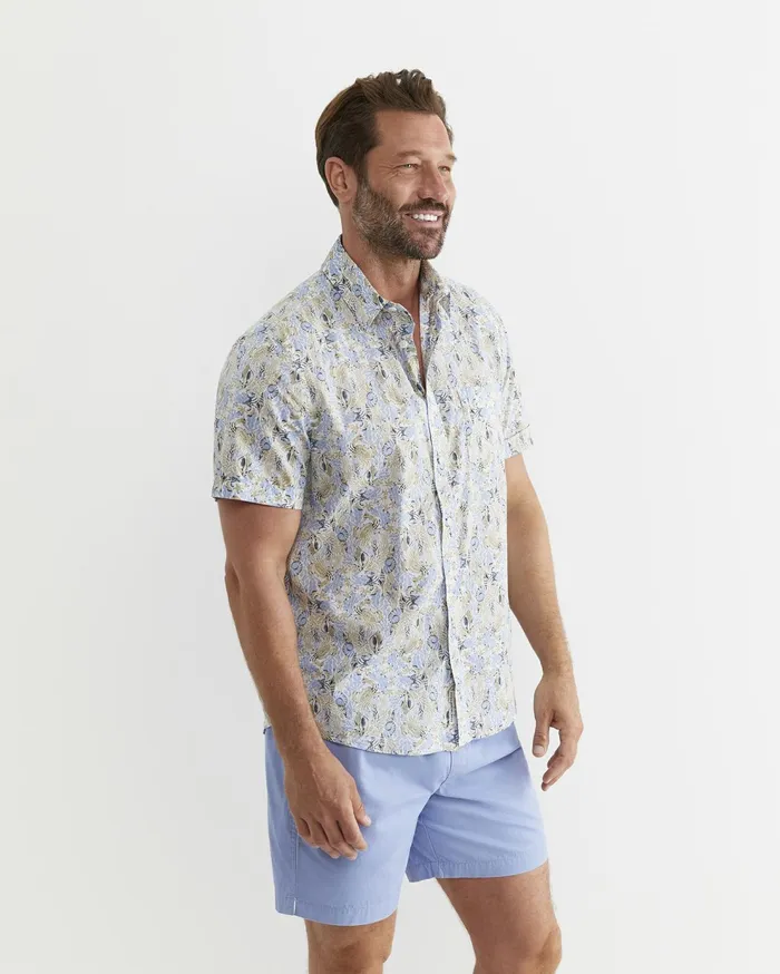 Sportscraft Howley Short Sleeve Cotton Shirt Whitemulti Men Shirts