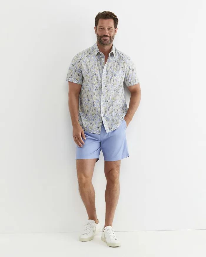 Sportscraft Howley Short Sleeve Cotton Shirt Whitemulti Men Shirts