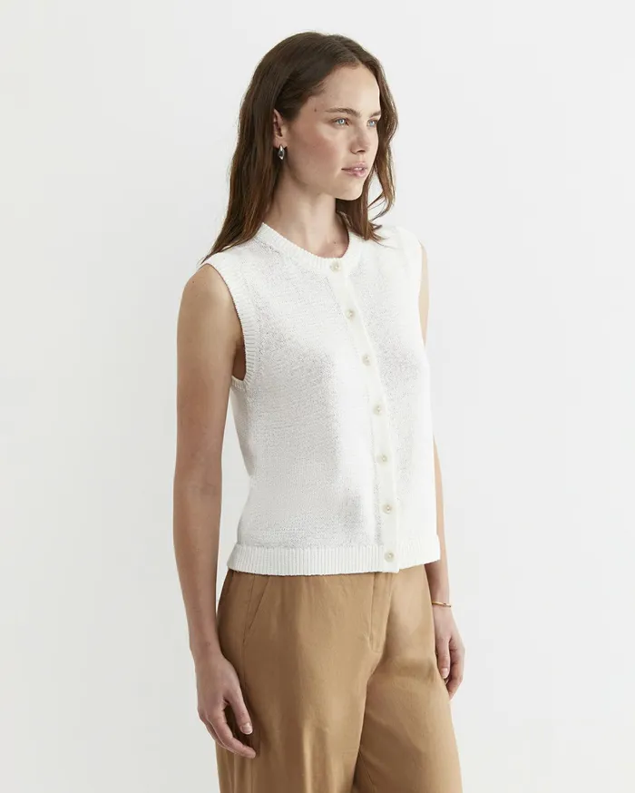 Sportscraft Josie Tape Yarn Vest White Women Knits and Cardigans